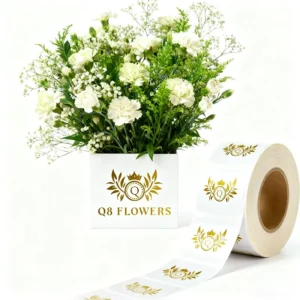 Transferred Gold Foil Logo Sticker for Florist Flower Bouquet Packaging Label