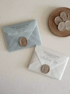 Translucent Art Paper Envelope with Vintage Wax Seal Design for Wedding Invitations and Thank-You Cards