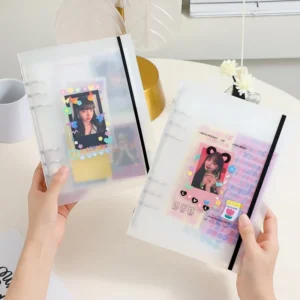 Transparent A5 Frosted 3-Inch Photo Album Binder with Card Booklet Loose-Leaf Pages for Office Document Storage