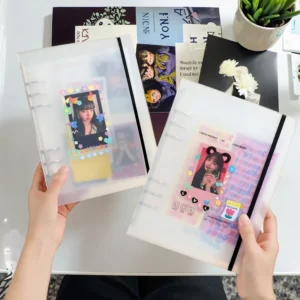 Transparent A5 Frosted PVC Binder, 3 Inch Photo Album Card Booklet, Loose-Leaf Office Document Storage