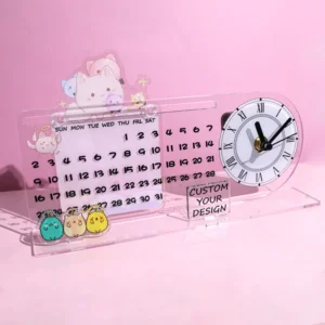 Transparent Acrylic Wall Clock Desktop Clock Custom Acrylic Stand Anime Decoration Forever Calendar Stand