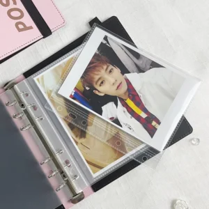 Transparent Card-Page Ring Leather Binder for Anime Photocard Collectibles