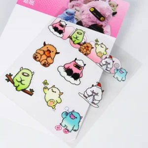 Transparent Cartoon Sticker Sheet, Clear Vinyl, Custom Logo Printing, Waterproof Self-Adhesive Labels