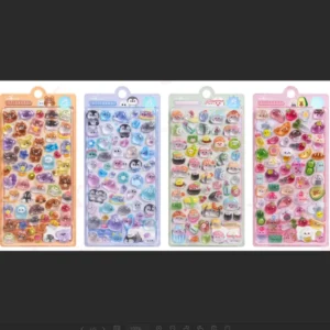 Transparent Gloss 3D Epoxy Decor Stickers Cartoon Forest Bear Penguin Fruit Raised Bubble Decals Notebook Cup Ornament