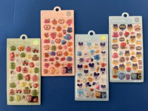 Transparent Gloss 3D Epoxy Decor Stickers, Pastel Blob Pet Fruit Bread Raised Bubble Decals Notebook Water Cup Ornament