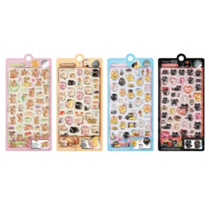 Transparent Glossy 3D Epoxy Decor Stickers, Cartoon Toast Duck Bear Cat Food Raised Bubble Decals Notebook Stationery Ornament