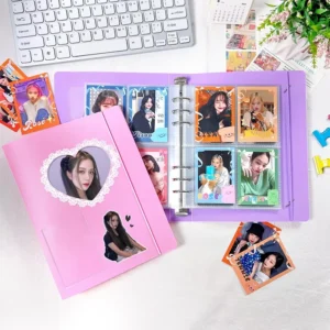 Transparent Heart Holder Photocard Sleeves and Binder Card Protectors, A5