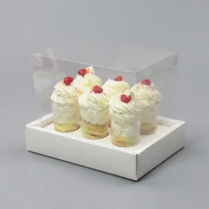 Transparent Mini Plastic Lid Cupcake Box Packaging with Recycled Materials for Sushi and Juice