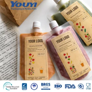 Transparent Spout Pouch Stand-Up Plastic Beverage Bag for Juice and Liquids, Freezable Packaging