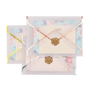 Transparent Wedding Invitation Envelope Kraft Material with Waxed Paper Silver or Gold Foil Printing for Gifts