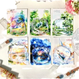 Travel Scenery Series Light Retro Handbook Collage Pet Stickers Per Pack Holiday Decorations