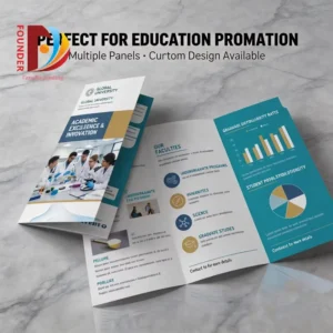 Tri fold Cardboard Brochure Printing with Perfect Binding Digital Printing A5 Size Fancy Paper Film Laminated Colour Sample