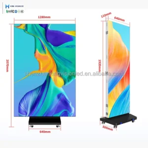 Trifold 3-Sided Foldable P2.5 P1.86 P1.25 Indoor LED Banner Digital LED Poster Display Screen Movable