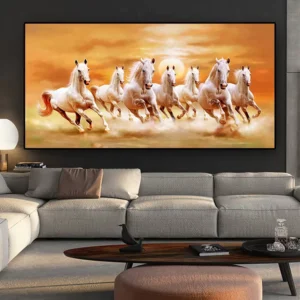 Two Running Horses Modern Abstract Canvas Wall Art Print for Living Room