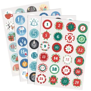 UV Custom Printed Waterproof Weather Resistant Durable Kiss Cut Christmas Advent Calendar Stickers Sheets