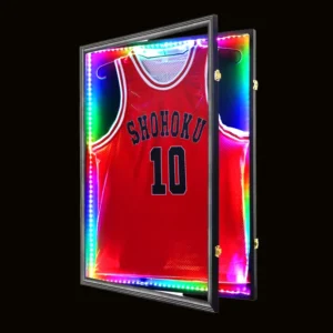 UV Protection Wall-Mount LED Jersey Shadow Box Frame Display Case with Colorful LED Lights