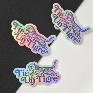 UV-Resistant Colorful Shiny Silver Laser Glitter PVC PP Holographic Custom Die-Cut Vinyl Stickers
