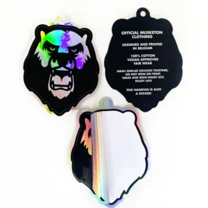 UV-Resistant Waterproof Custom PVC Vinyl Hangtag Sticker with One Extra Punched Hole