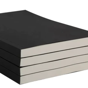 Ultra-Thick Large Hardcover Notebook with Black Paper Cover, Horizontal Lines, Thermal Binding, and Blank Pages
