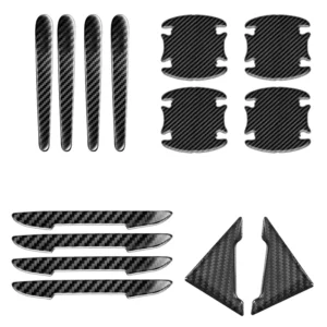Universal 14PCS Carbon Fiber Door Handle Bowl Protector Stickers 8Pcs Waterproof Anti Scratch Car Paint Guard Decals