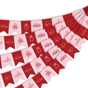 Valentine’s Day Decorative Banner XXOO Flag-Style Backdrop Hanging Piece Party Supplies