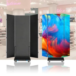 Vertical Tri-Fold Indoor Double-face LED Digital Poster USB Wifi 4G Compatible for Retail Store Subway Advertising LED Display