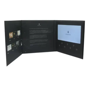 Video Greeting Card Brochure, A4, 7-Inch LCD Electronic 3D Paper Wedding Card, TV Movie Character, CMYK Gold Stamping