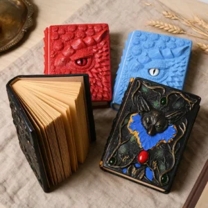 Vintage 3D Hardcover Spell Book Embossed Witch Journal Notebook Antique for Ritual Writing