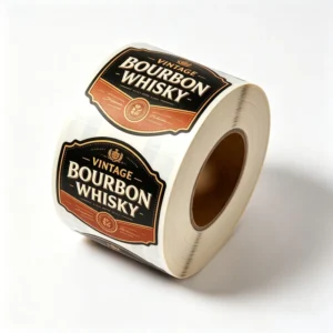 Vintage Bourbon Whisky Label Roll Custom Gold Foil Embossed Eco-Friendly Oil Proof Vinyl Labels for Essential Oil and Cosmetics