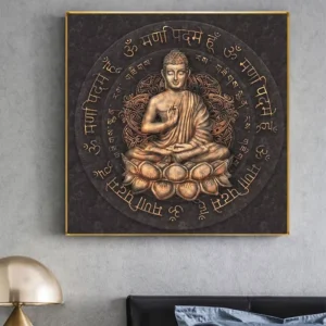 Vintage Brown Buddha Statue Canvas Painting Religious Wall Art Poster Home Decor
