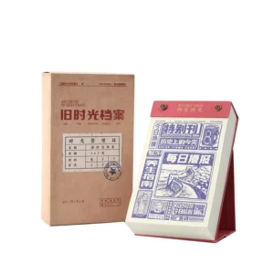 Vintage Custom Printed Folding Paper Chinese Style Desk Calendar with Double Stapling