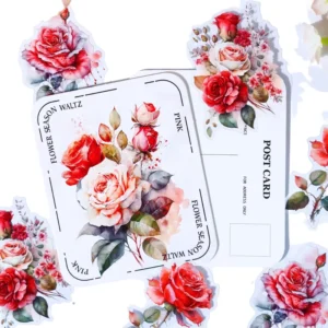 Vintage DIY Handbook Stickers 20pcs pack Round Dance Series Flower for Seasonal Decorative Material for Handmade Design