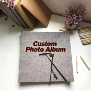 Vintage Linen Cover DIY Handmade Autograph Album Self-Adhesive Photo Album with 20 Sheets for Scrapbooking
