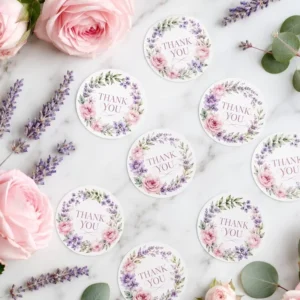 Vintage Wax Seal Style Thank You Round Stickers Custom Self-Adhesive Envelope Seal Labels for Wedding Invitations