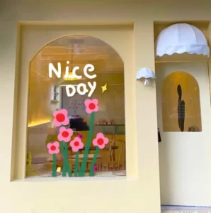 Vinyl Window Flower Cling Decals Double-Sided Reusable Transparent Removable Stickers