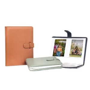 W300 W400 Wide 80-Photo Album, Litchi-Pattern PU Leather Cover, 20 Pages, Thermal Binding, 6-Color Printed Logo