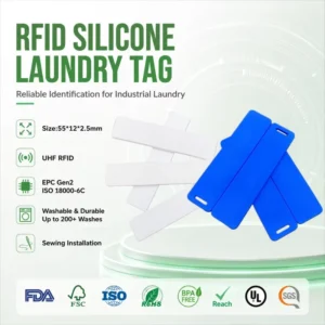 Washable Writable Waterproof Linen Flexible 860-960MHz Silicone Mini Coin Card RFID Fabric Tag