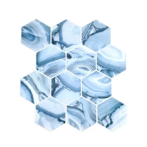 Water Ripple Tile Stickers Hexagon Pattern Wall Stickers Self-Adhesive Wear-Resistant Waterproof Wall Stickers for Home Bathroom