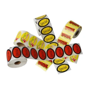 Waterproof Adhesive Oval Labels for Retail Shelves and Food Packaging, OEM