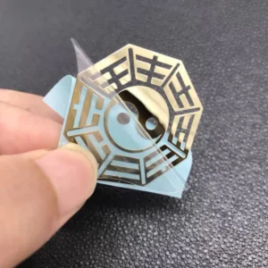 Waterproof Brushed Gold Sacred Geometry Electroformed 3D Metal Logo Sticker