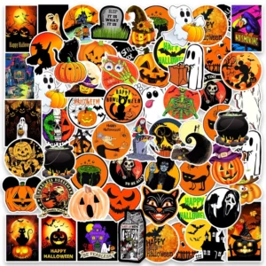 Waterproof Cartoon-Style Graffiti Vinyl Tent Stickers for Halloween and Christmas