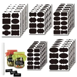 Waterproof Chalkboard Spice Labels for Kitchen Jars with White Pen