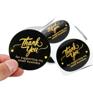 Waterproof Coated Paper Adhesive Round Sticker Labels on Rolls for Gift and Craft Packaging