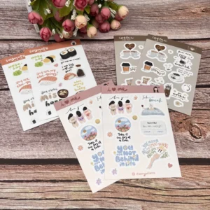 Waterproof Custom Logo Cartoon Kiss Cut Vinyl Sticker Sheets