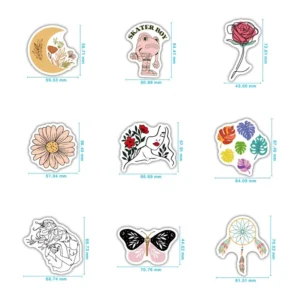 Waterproof Custom Printing Die-Cut Boho Sticker Pack for Water Bottles, Luggage, Skateboards and Laptops