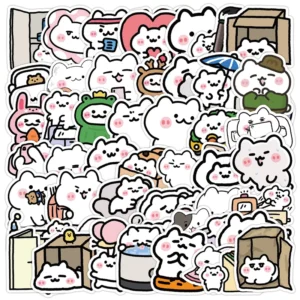Waterproof Cute Animal Wind Rice Cake Decals Cat Graffiti Decorative Cartoon Stickers for Mobile Phones and Water Cups