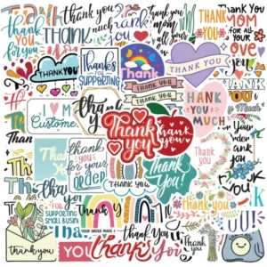 Waterproof Decorative Graffiti Stickers for Glass Door Furniture Candle PVC Thank You Sticker