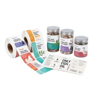 Waterproof Durable Vinyl Glossy Matte-Laminated Gold Foil Stickers Custom Adhesive Roll Packaging Labels for Pet Food