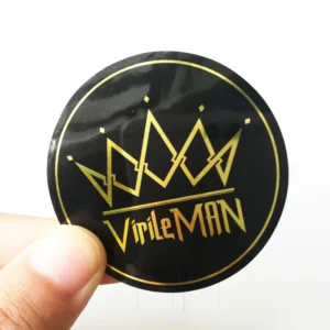 Waterproof Gold Foil Stamped Black Round Custom Logo Stickers