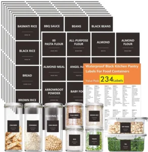 Waterproof Oil-Proof Eco-Friendly Heat-Resistant Food-Grade PVC Adhesive Pantry Labels Preprinted Condiment Flour Pasta